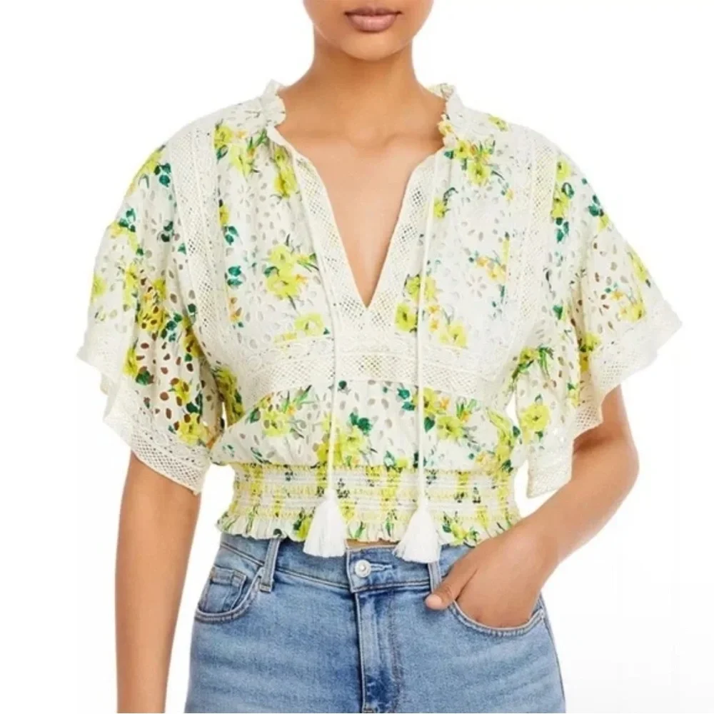 Alice + Olivia Tabitha Eyelet Set - Floral Crop Top (Large) & Skirt Set (10) - Picture 13 of 16